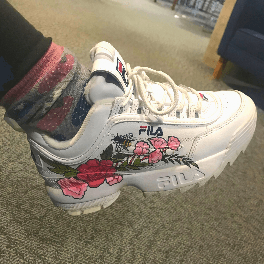 Painted shoe side view